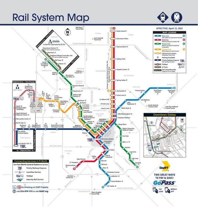 Dallas treinstations kaart