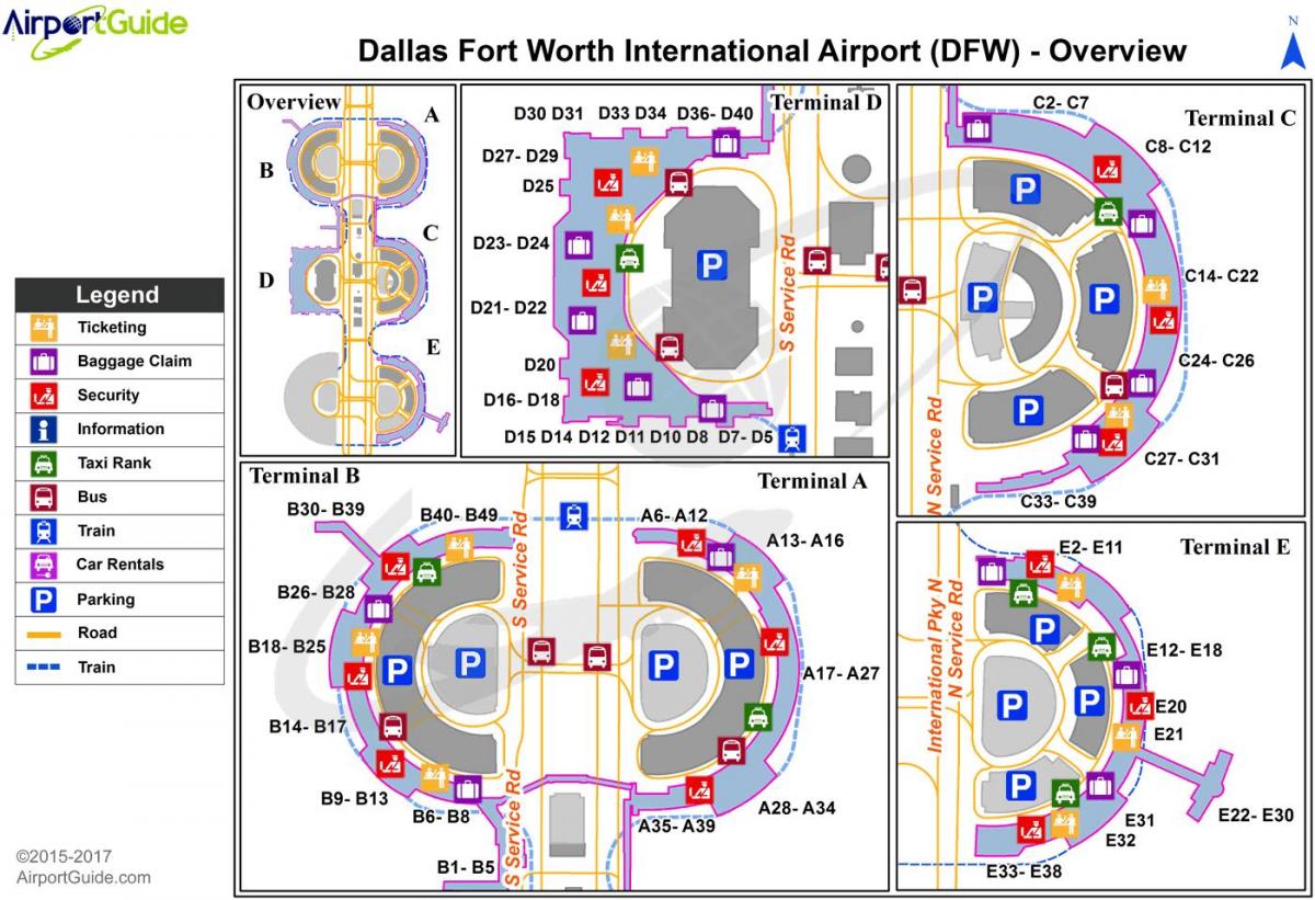 Dallas luchthaven terminal kaart
