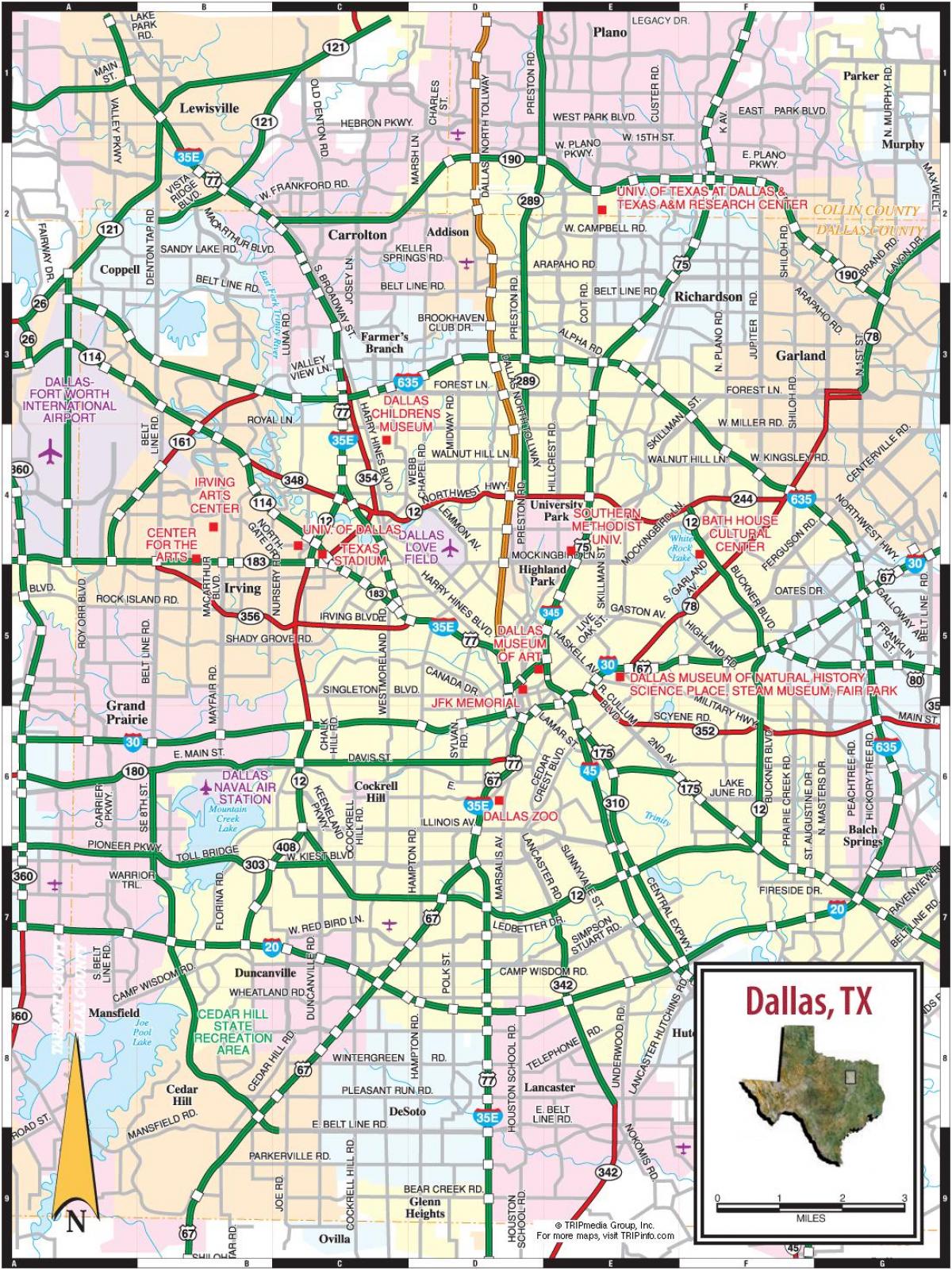 Dallas wegenkaart